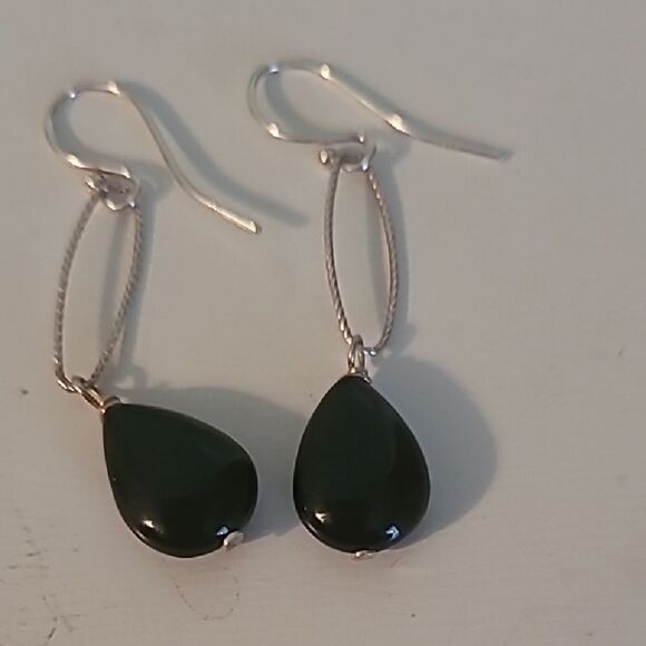 Elegant Black and Silver Drop Earrings - Picture 1 of 6